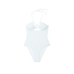 VICTORIA'S SECRET SWIM BLUE & WHITE CHECKERED GINGHAM ONE PIECE~NWT~LARGE~$69.95